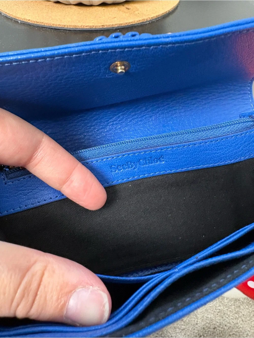 See By Chloe Hana Long Leather Blue Wallet